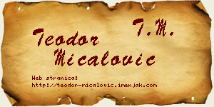 Teodor Mićalović vizit kartica